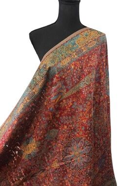 Kani Pashmina Zari Shawl, Gold weave shawl, Size 100 x 40 inches